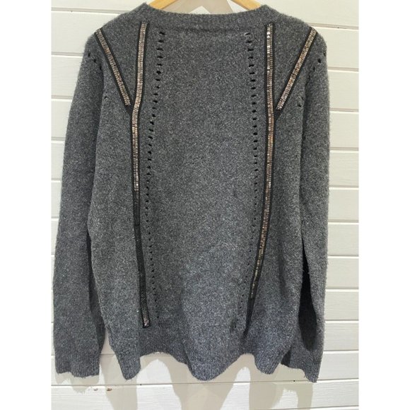 One Grey Day mercerized yak Wool Sweater metal ascent Sz M Anthropologie gray - Picture 2 of 15
